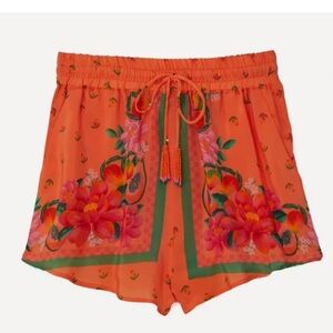 Farm Rio Orange Fruit Garden Scarf Shorts Size: M
